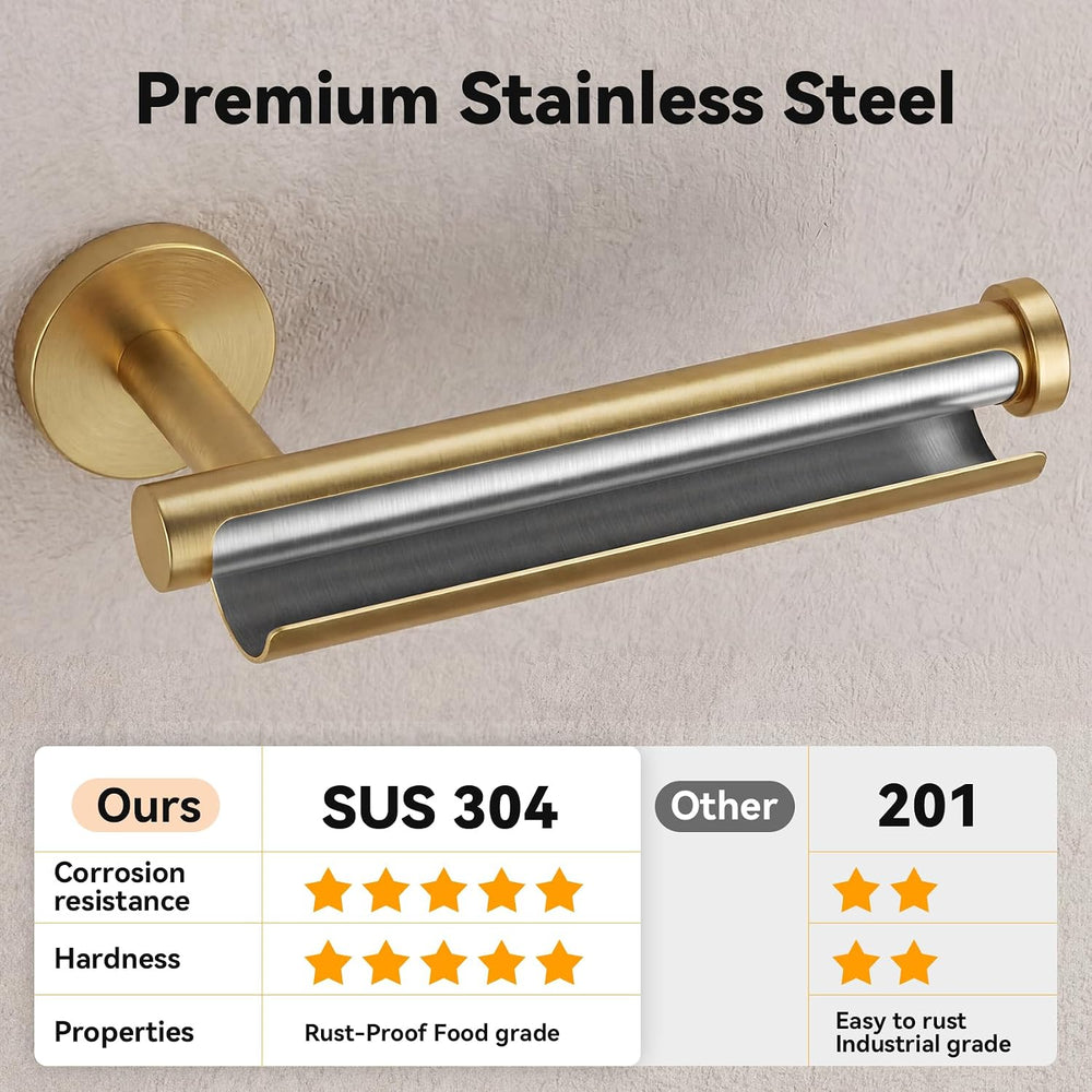 4-Piece Towel Holder Set, Brushed Gold Bathroom Accessories Set, SUS304 Stain...