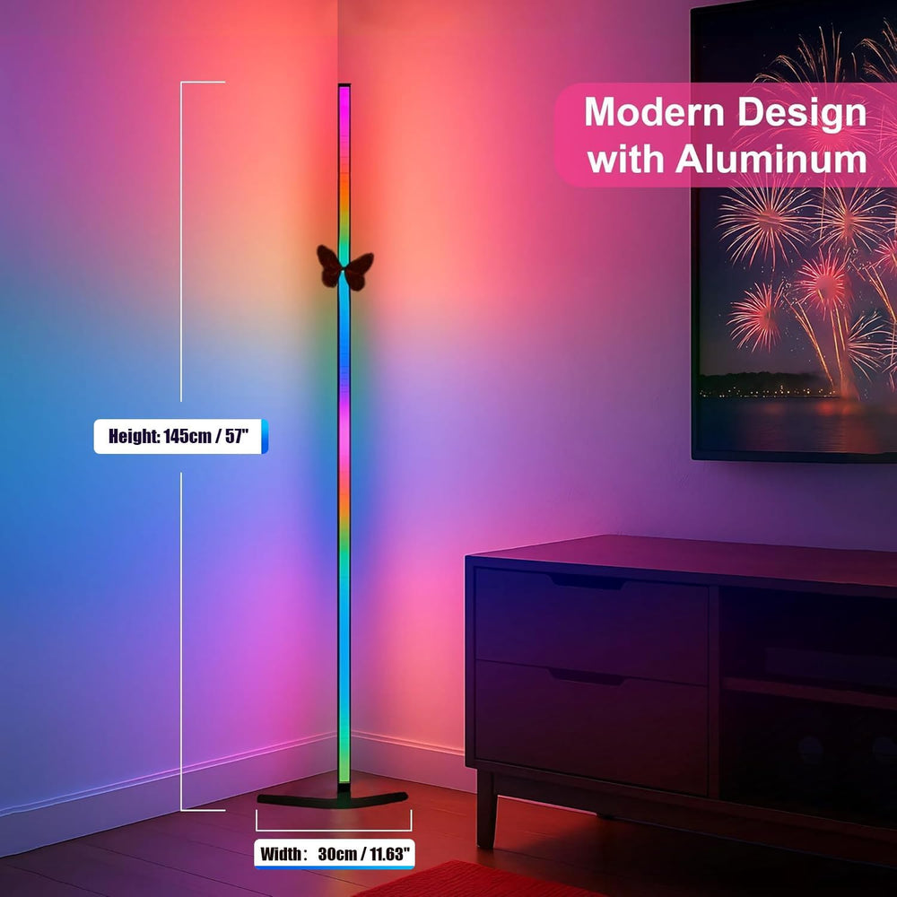 2 Pack Corner Floor Lamp – 57'' Tall RGB Lamp Modern Mood Lighting wi...