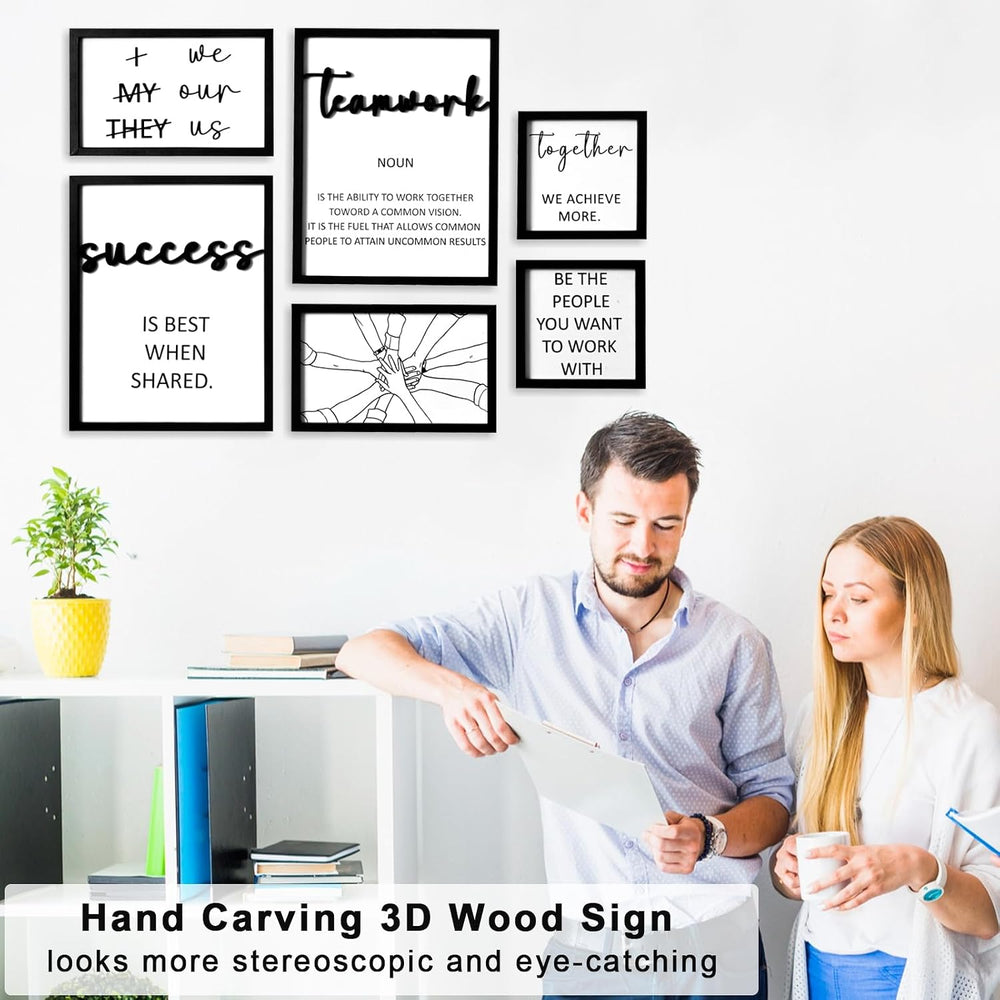 3D Wood Office Wall Art, Framed Inspirational Teamwork Wall Art, Motivational...
