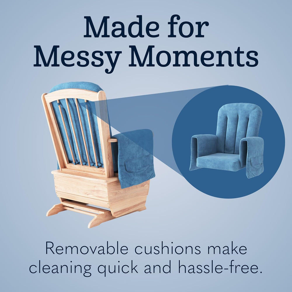Foundations SafeRocker Standard Glider Rocker Chair, Blue Microfiber