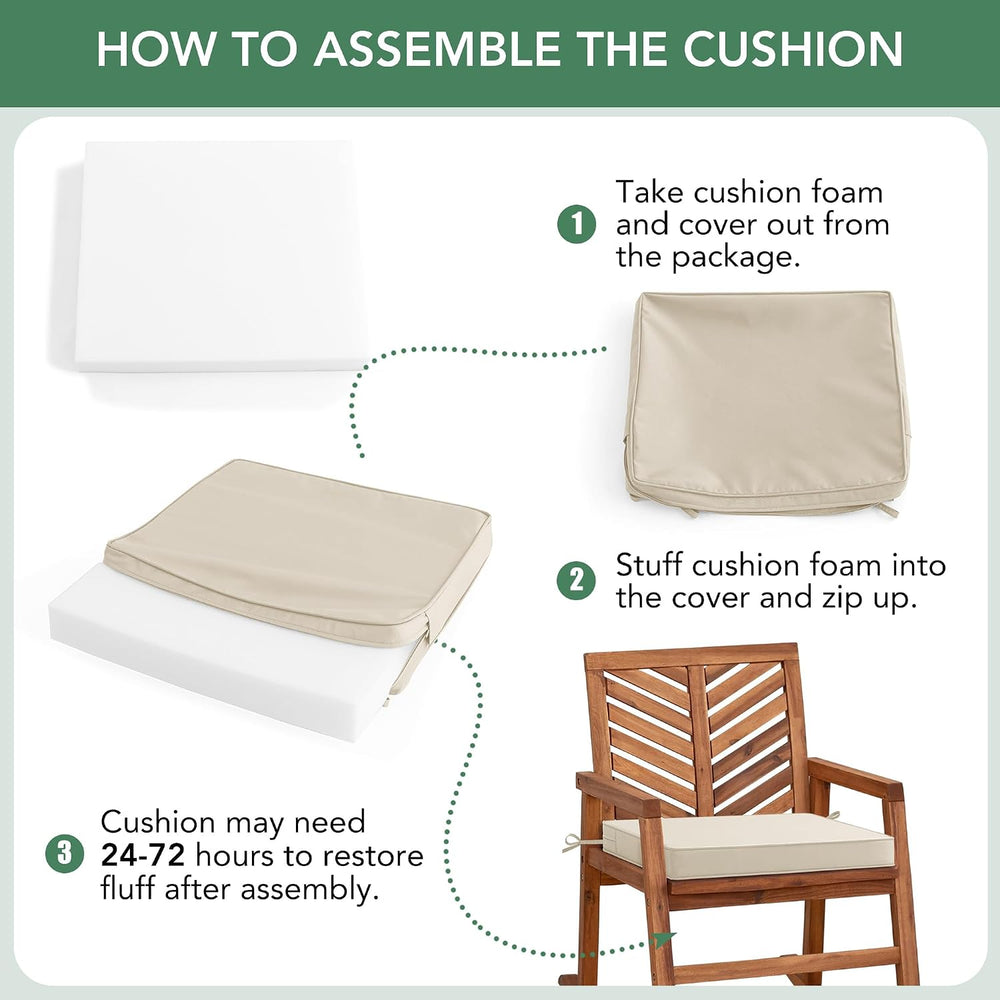 Outdoor Chair Cushions Set of 4: Waterproof & Color Fastness Seat Cushion...