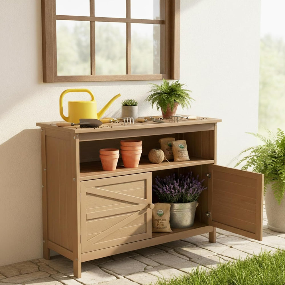 HIPS All-Weather Outdoor Storage Cabinet,Outdoor Sideboard with Magnetic Door...