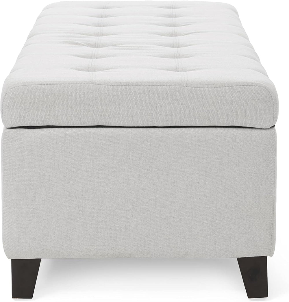Christopher Knight Home Mission Fabric Storage Ottoman, Light Grey