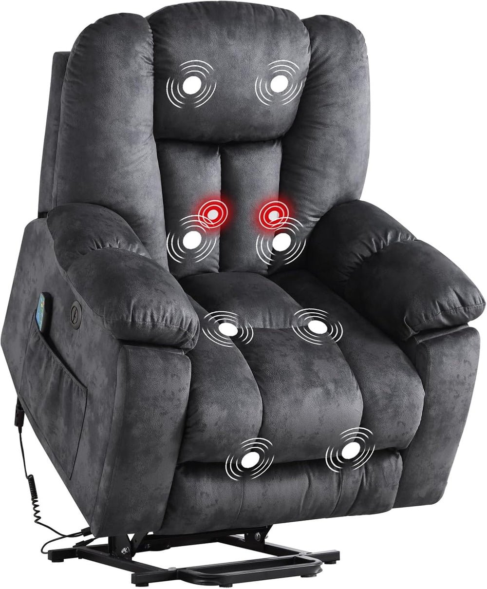 CANMOV Large Power Lift Recliner Chair with Massage, Heat, and USB for Elderl...
