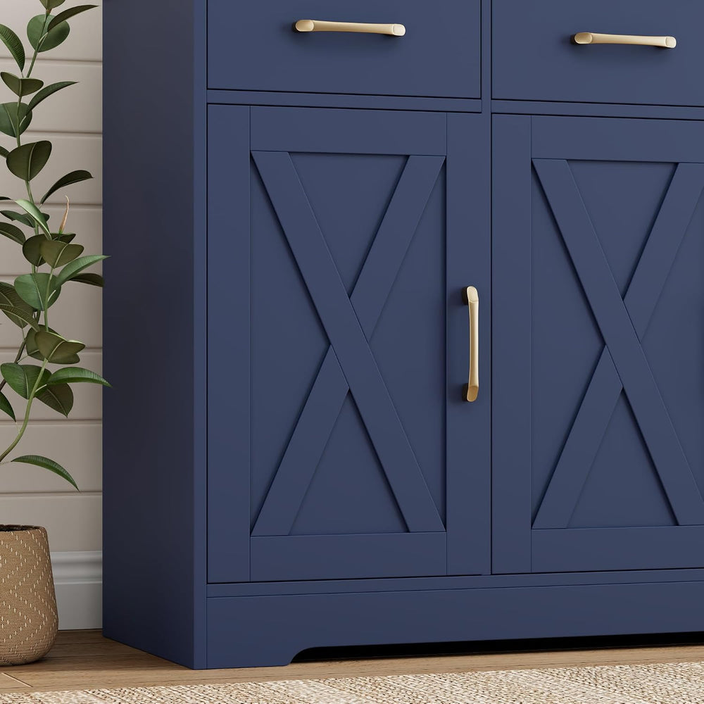 HOSTACK Kitchen Buffet Cabinet with Storage, Sideboard Coffee Bar, Blue