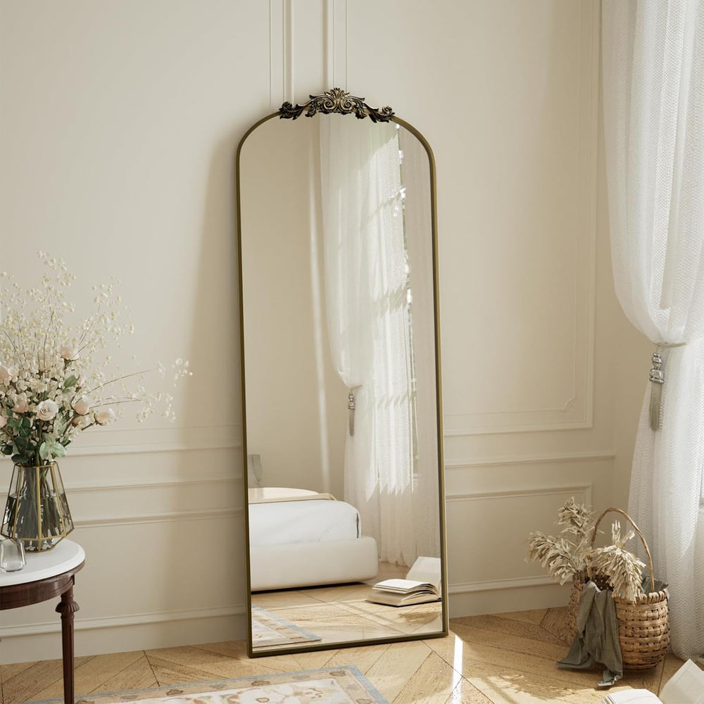 BEAUTYPEAK 56" x 21" Full-Length Baroque Arch Mirror, Bronze