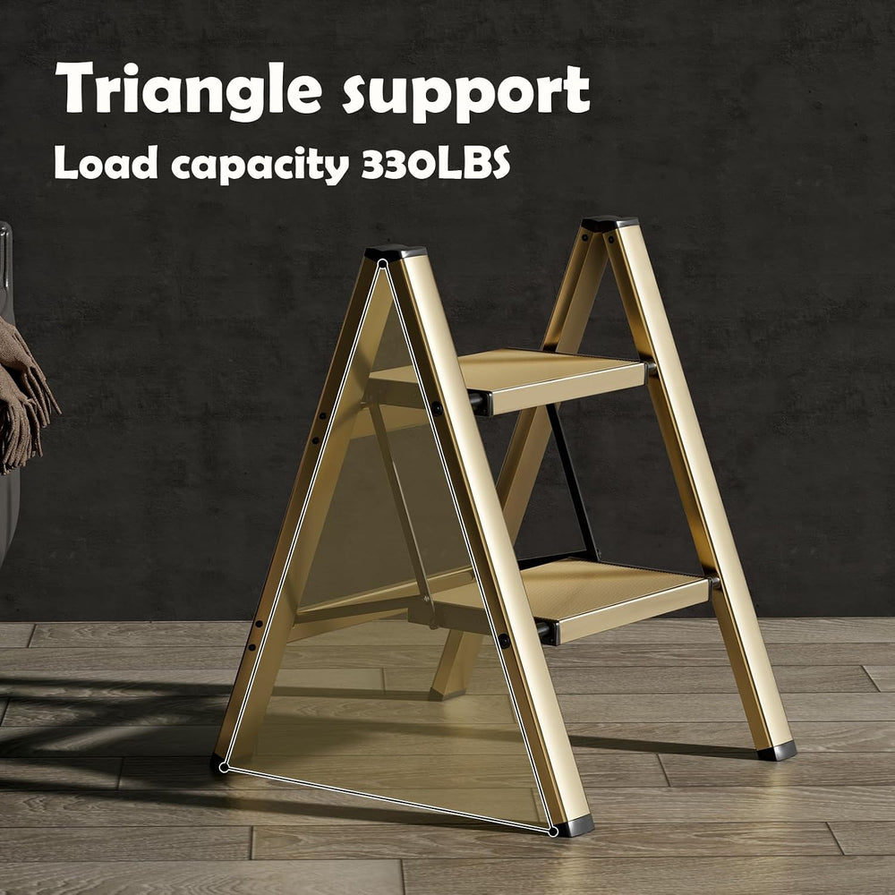 HillhutApex 2 Step Stool Foldable Ladder,Aluminum Step Ladder