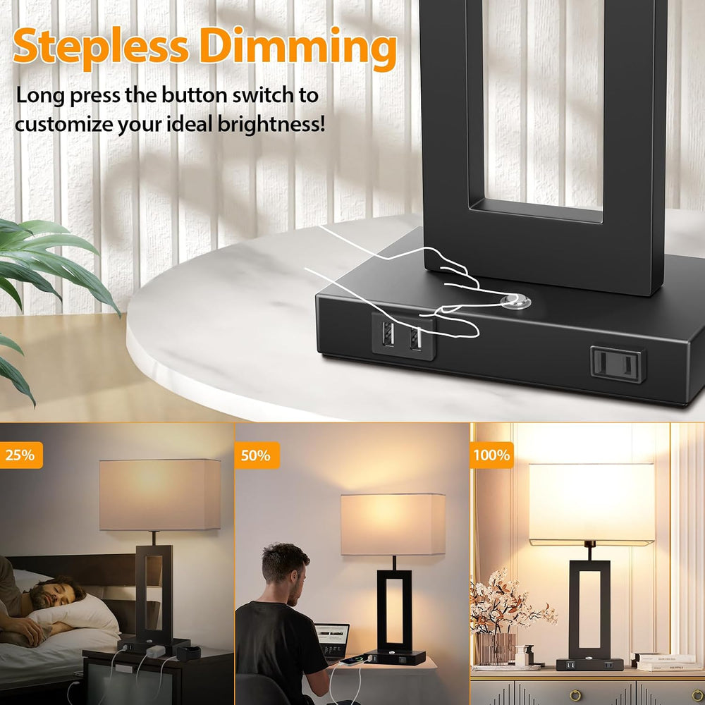 27.2’’ Tall Black Table Lamps for Living Room Bedroom, Bedside Touch Control ...