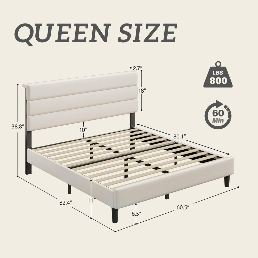Fluest Queen Bed Frame, Platform Bed Frame with Velvet Upholstered Headboard,...