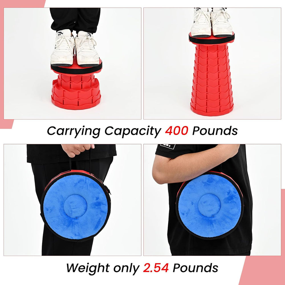 Portable Collapsible Stool 2 Pack with Cushion, 400 lbs, Red