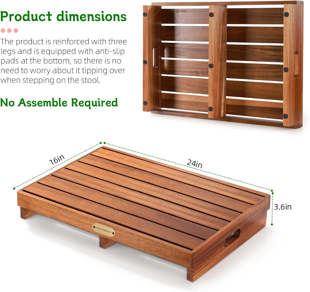 HouseJoy Wooden Step Stool for Adults: 3.6" High One Step Stool Nonslip