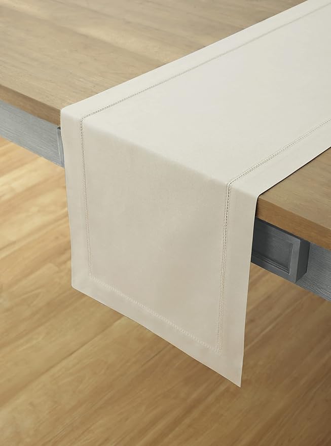 Solino Home Linen Table Runner 90 Inches Long - Cotton Linen Hemstitch Table ...