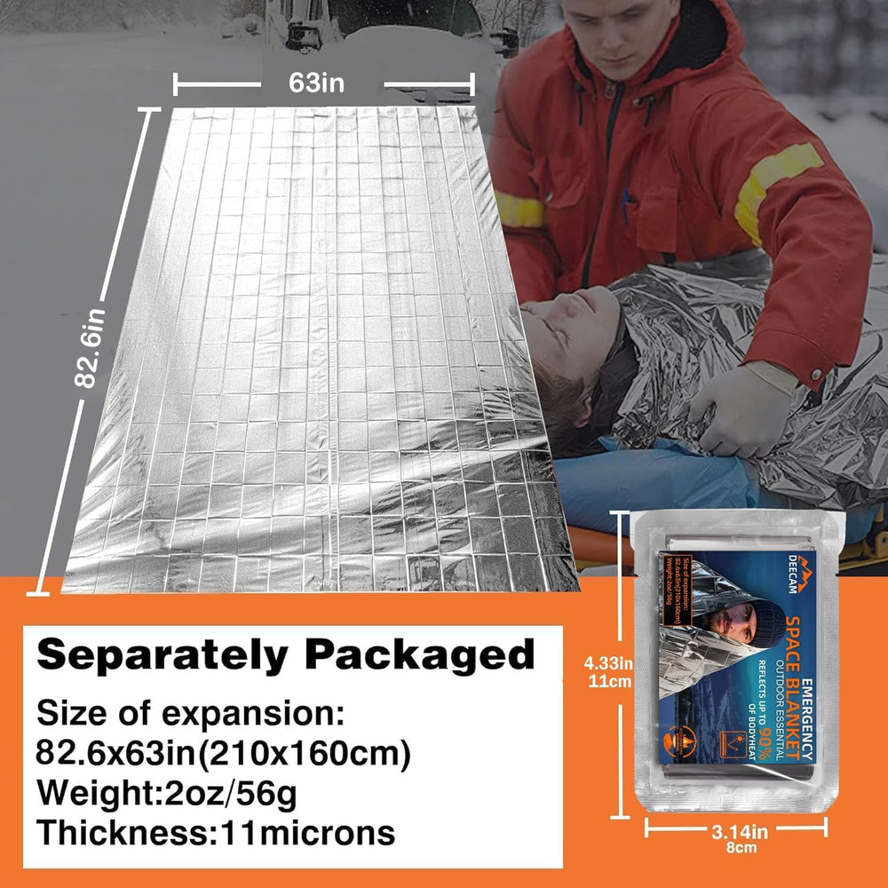 Deecam Emergency Foil Blankets 24 Pack, Mylar Thermal Survival Blanket