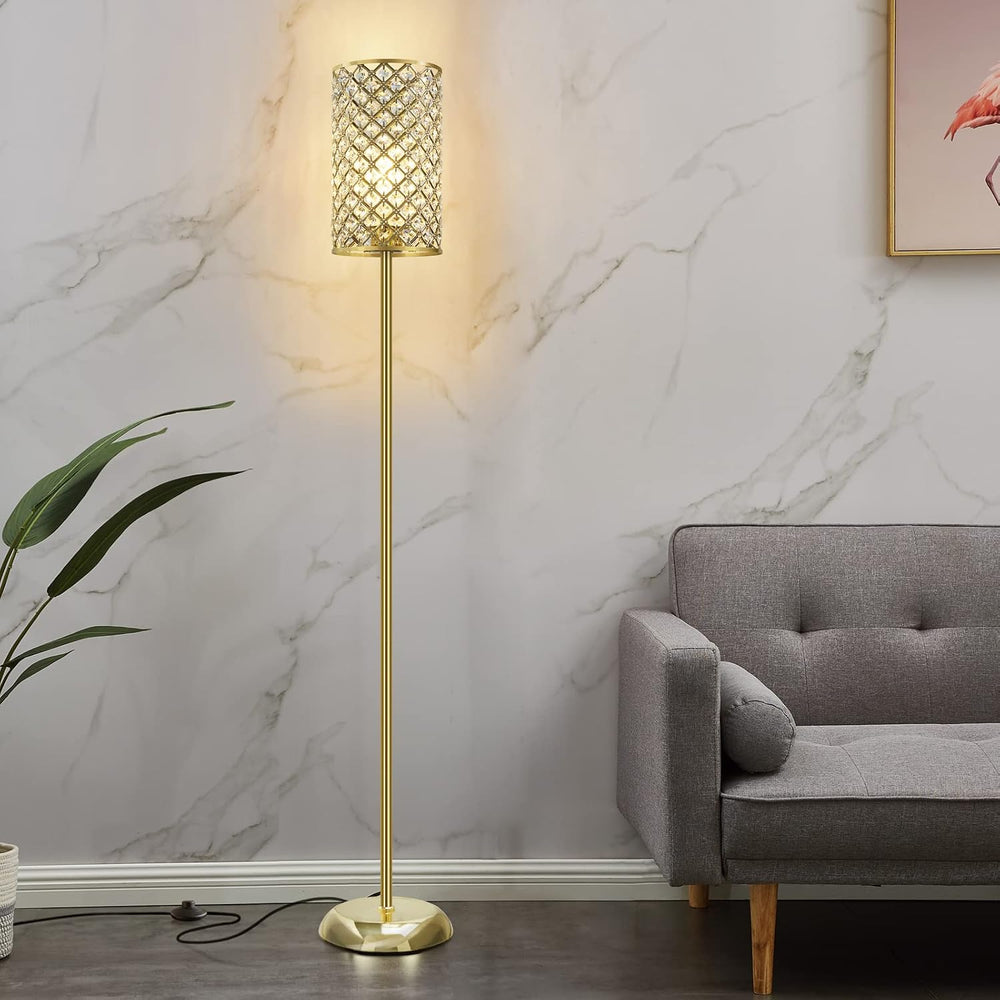 GyroVu Gold Floor Lamp,Elegant Crystal Floor Lamp Modern Standing Lamp with O...