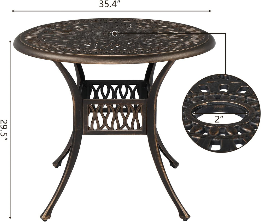 VINGLI 5 Pieces Outdoor Patio Dining Set, Cast Aluminium Patio Furniture Set ...
