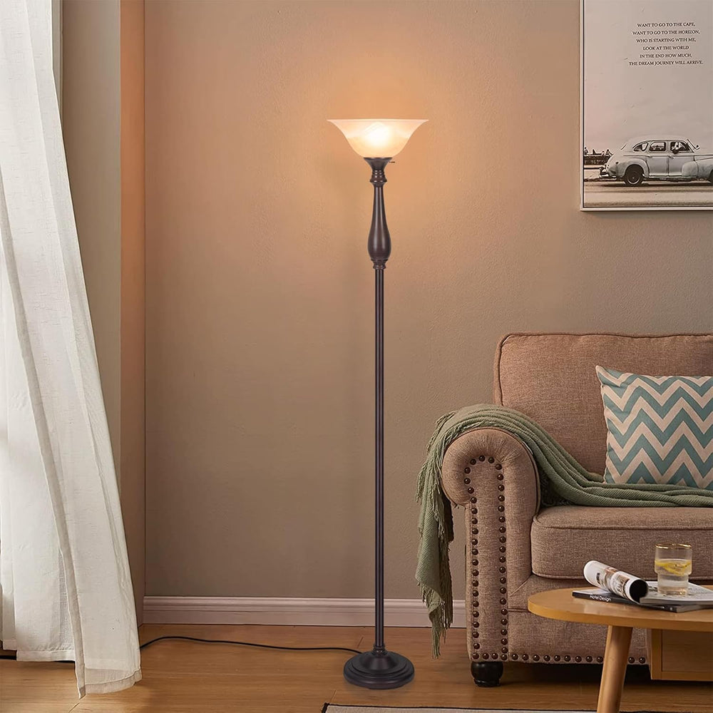HonoDing Torchiere Floor Lamp for Living Room, Standing Lamp with Glass Shade...