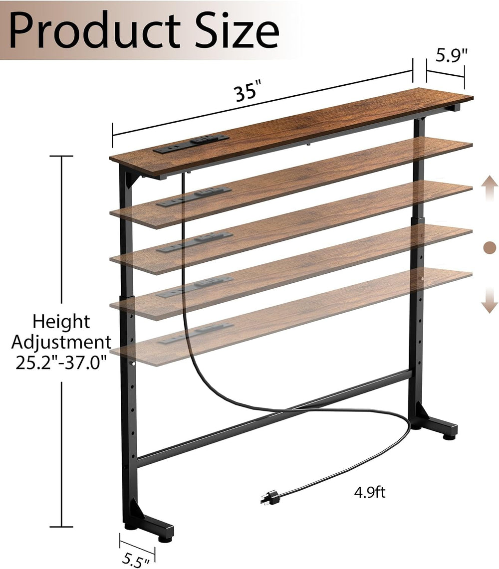 Keelian 35 inch Narrow Console Table,Adjustable Height Behind Sofa Table,Couc...