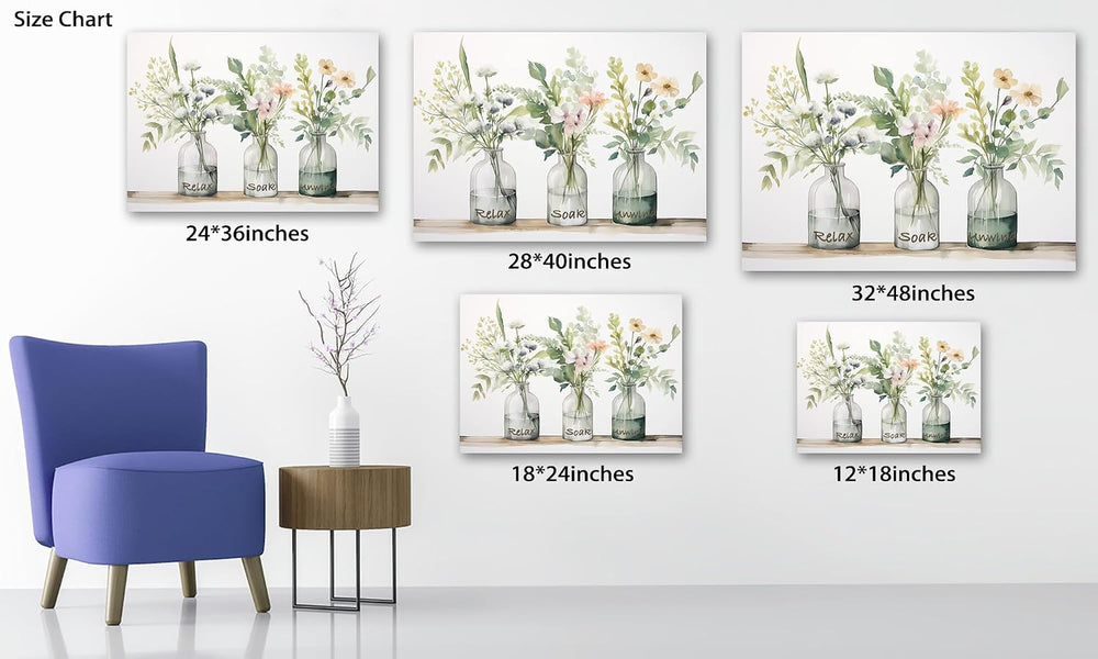 ANRUOXI Floral Wall Art - Bathroom Flower Pictures Wall Decor, Modern Floral ...