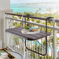 Balcony Railing Table Outdoor Hanging Folding Brown Aluminium Metal Side Table Adjustable 23.6"L x 15.7"W
