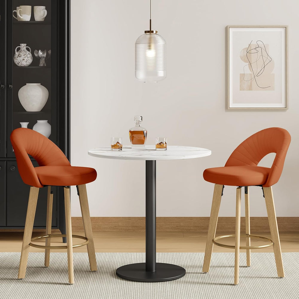 Bar Stools Set of 2, Swivel Counter Height Bar Stools with Bentwood Legs,Meta...