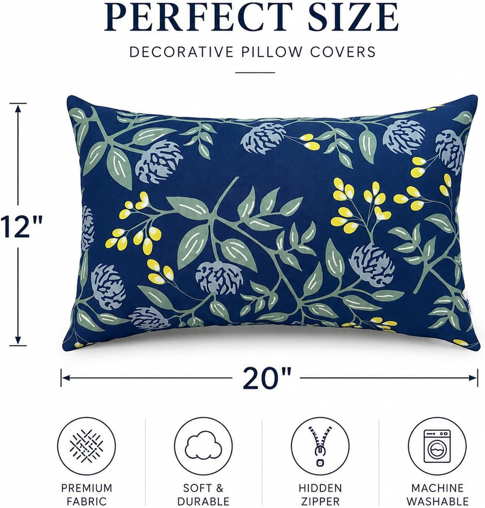 Outdoor Lumbar Pillows 12"x20" Waterproof Patio Pillows with Inserts