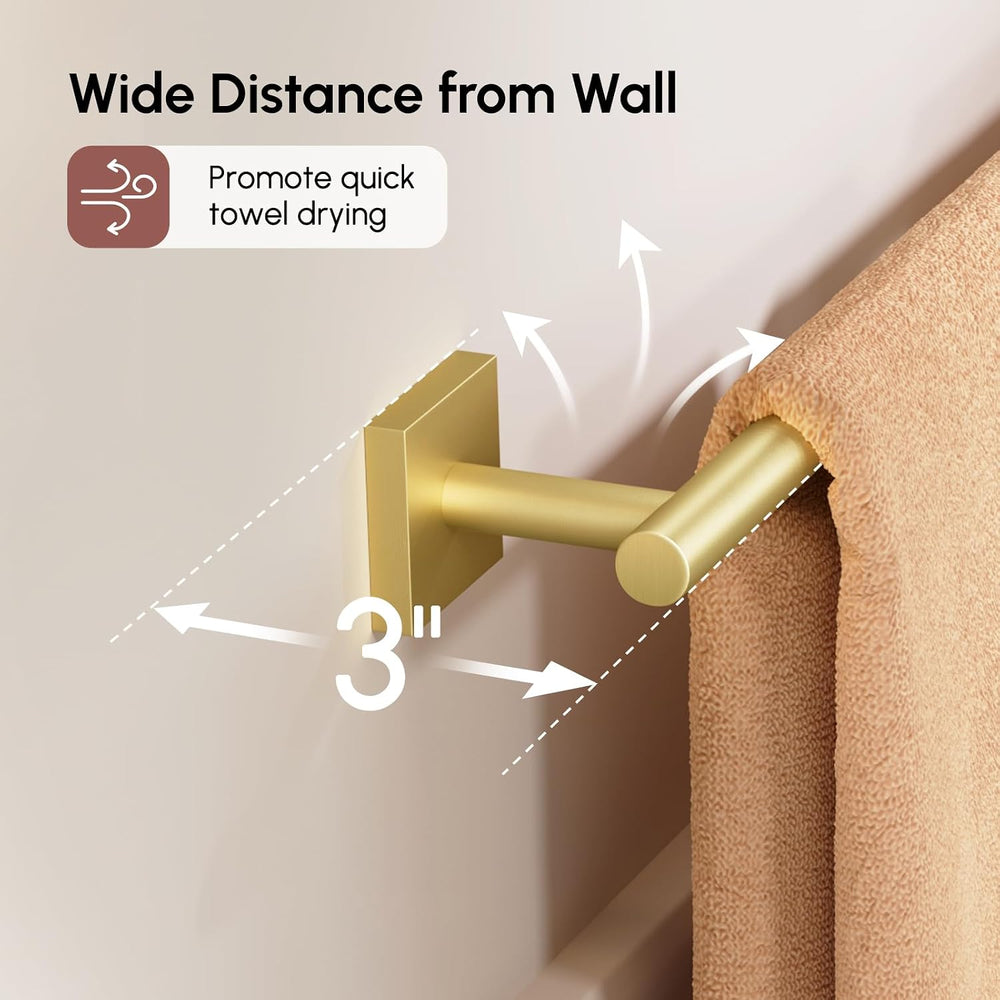 USHOWER Brushed Gold Bath Towel Bar, 30 Inch Towel Racks for Bathroom