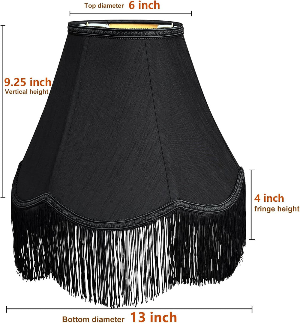 Black Bell Lamp Shades, 6" Top x 13" Bottom x 9.25" High, Scal...