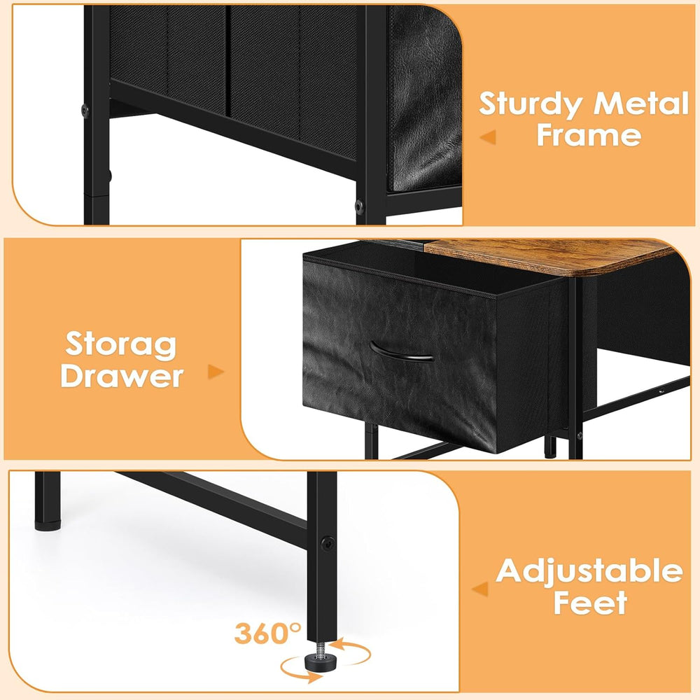 Small Coffee Table for Living Room,Storage Coffee Table with 2 Drawer,Black