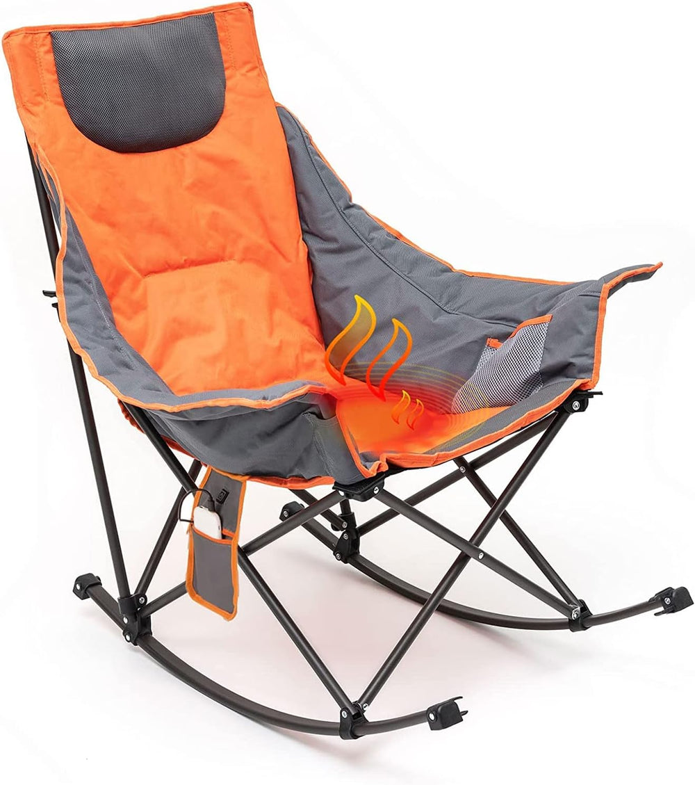 SUNNYFEEL Oversized Heated Rocking Camping Chair, Fully Padded Patio Chair wi...