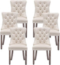 Velvet Dining Chairs, Tufted Kitchen & Dining Room Chairs, Beige, Set of 6