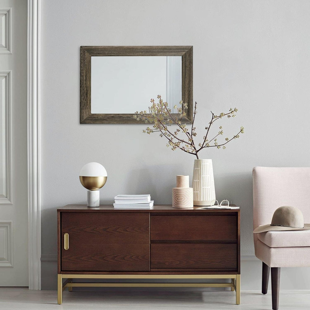 Retro Wall Mirror with Wood Framed Large Rectangle Hanging Mirrors 20"x1...