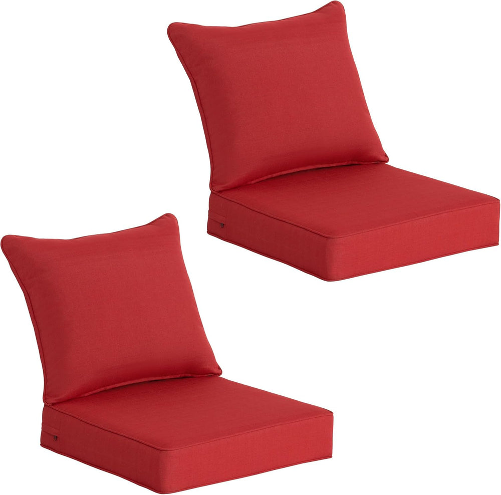 COZYVIDA 22x24 Patio Deep Seat Cushion Set 2-Pack, Chili Red