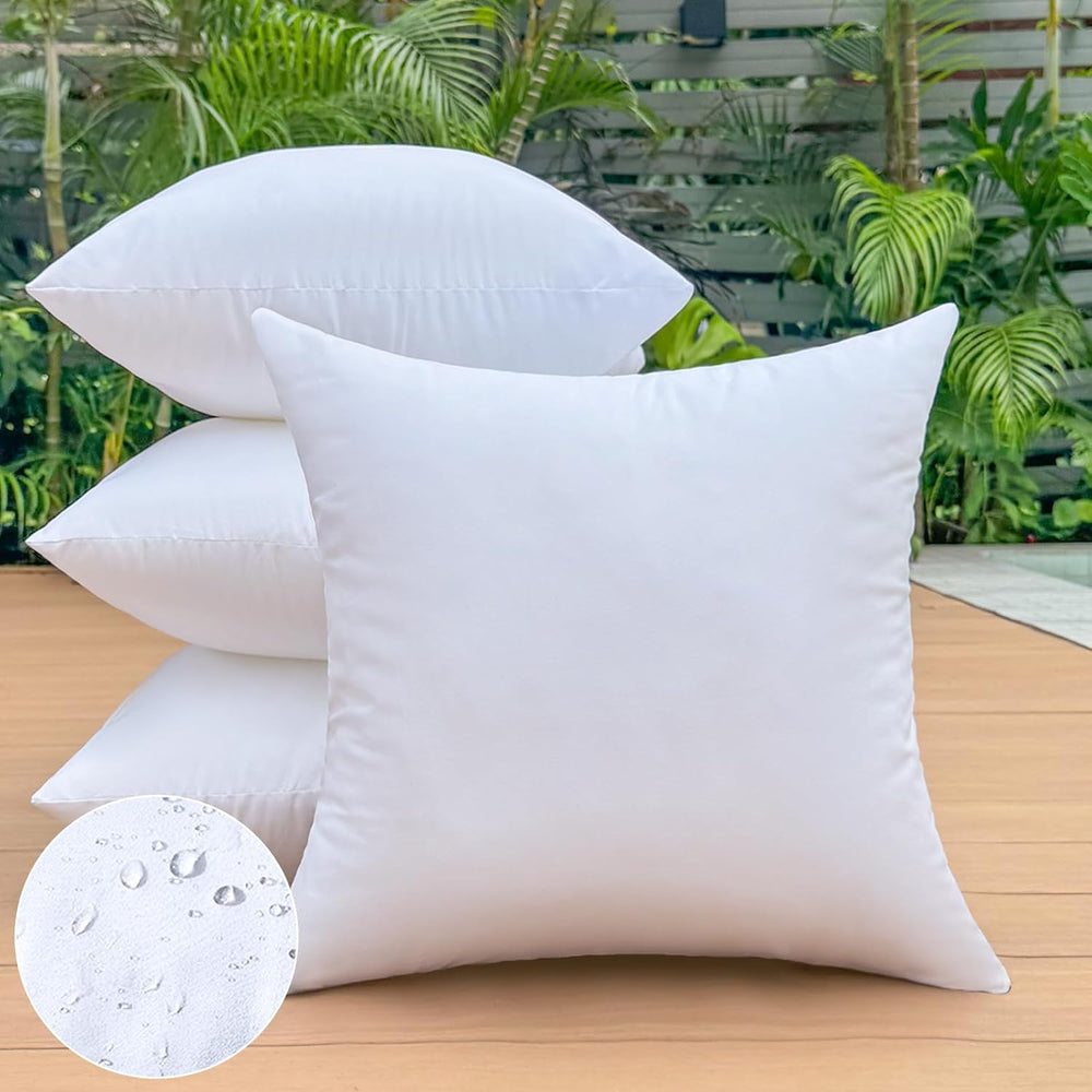 18 x 18 Outdoor Pillow Inserts Set of 4 Medium Square Patio Furniture Pillows...
