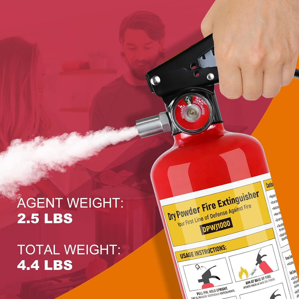 4 Pack Fire Extinguishers with Mount, 2.5 lb ABC Dry Chemical 1-A:10-B:C