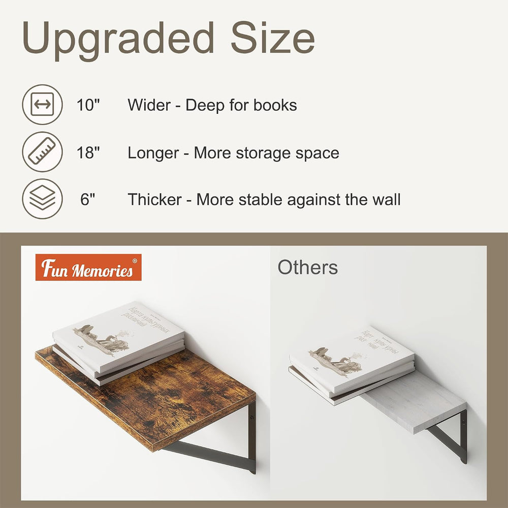 18"W x10"D Floating Shelves, Farmhouse Wall Shelves Home Decor Shel...