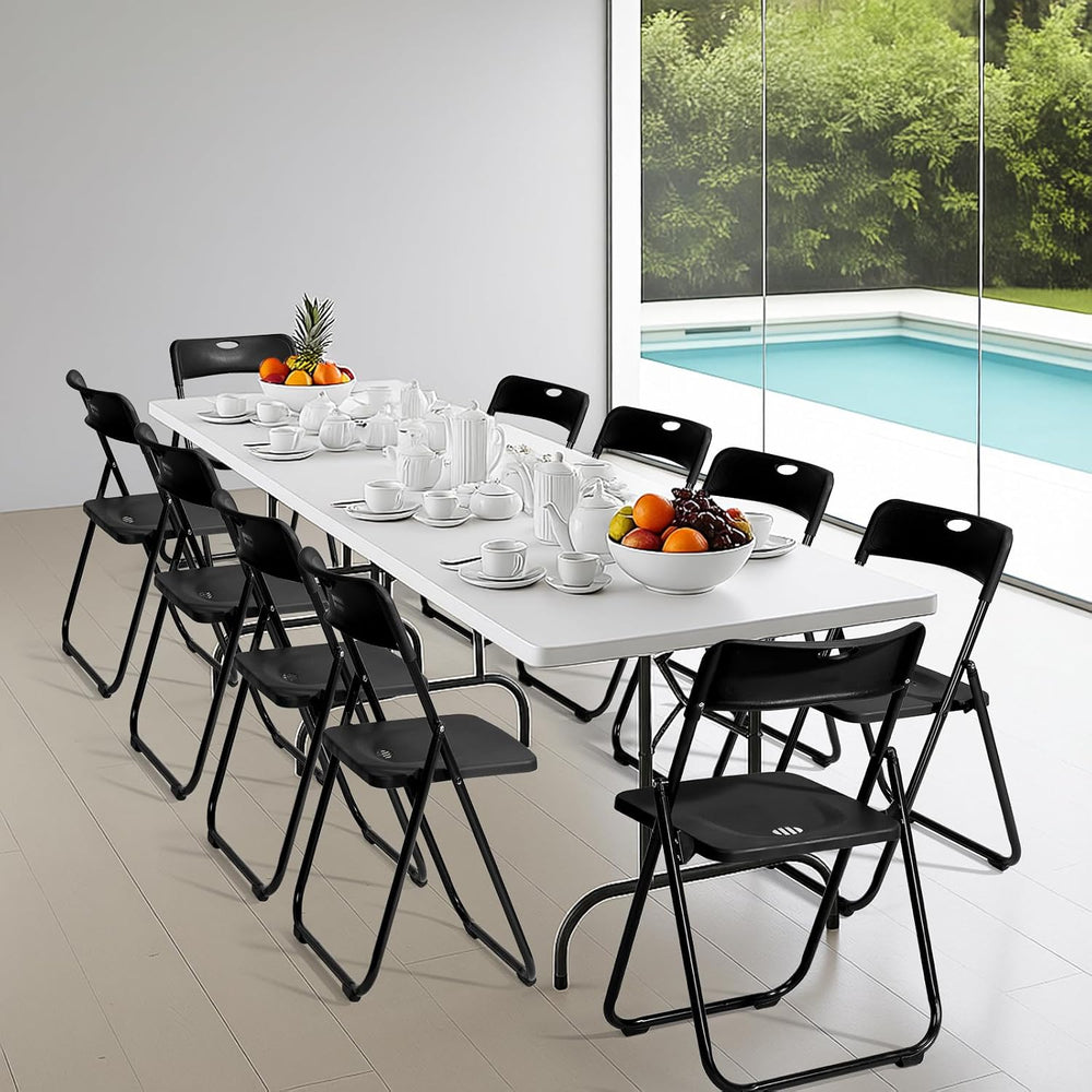 Karl home 10 PCS Plastic Folding Chair, Lightweight Foldable Chair, Black