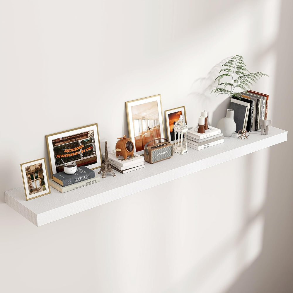 72 Inch Floating Shelves for Wall, 12"D Wood Storage Shelves, White Finish