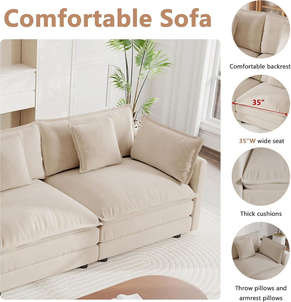 mikibama Luxury 2 Piece Sofa Set, 2 Pieces of Loveseat Sofa, Modern Chenille ...