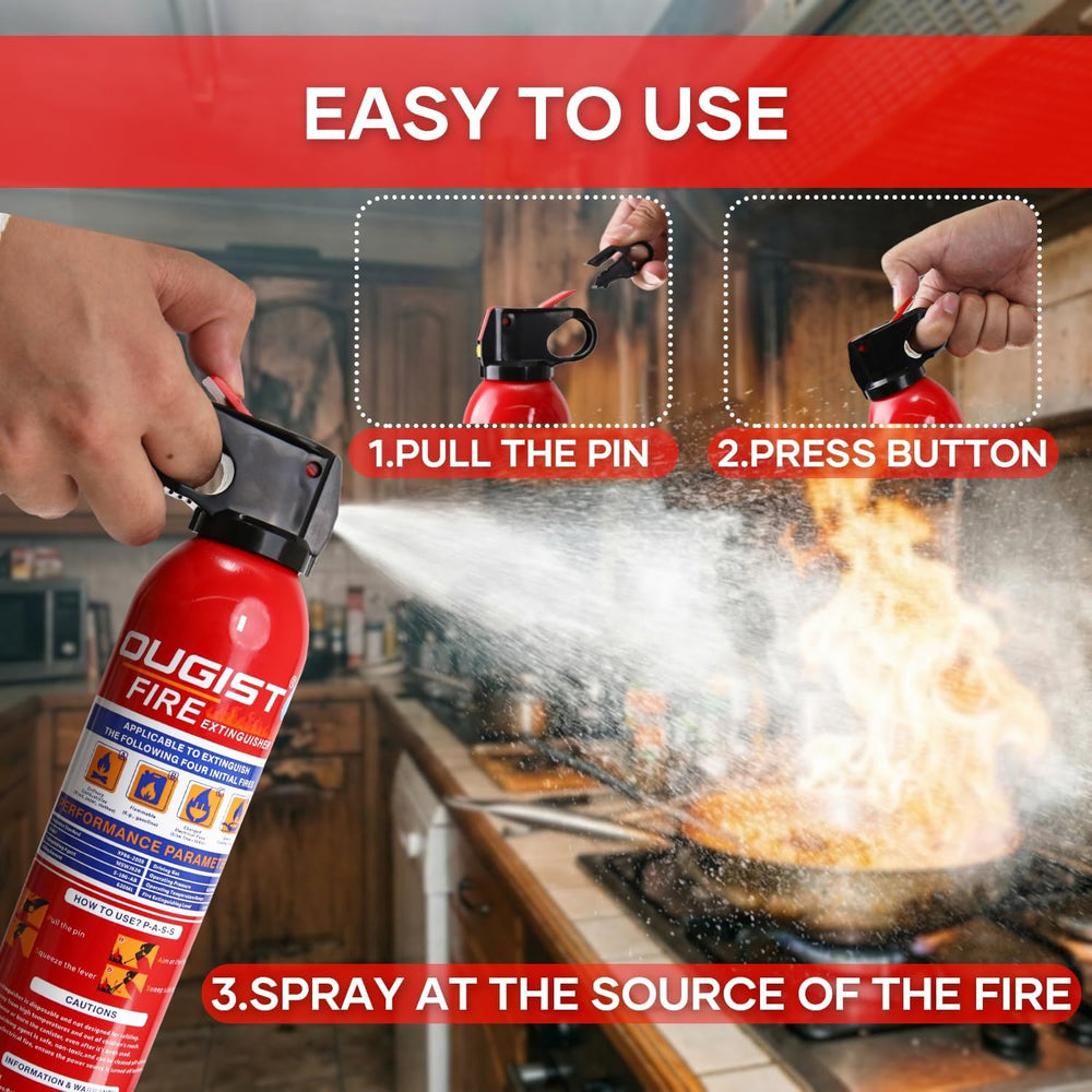 Multipurpose Fire Extinguisher (4 Pack, 21oz Each) with Wall Mount Bracket, W...