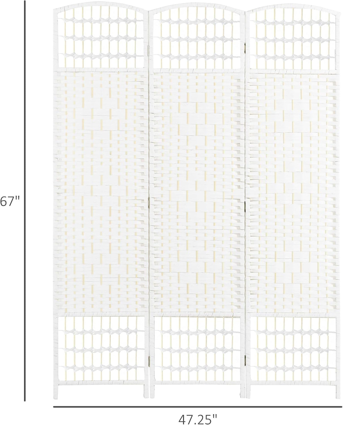 HOMCOM 3 Panel Room Divider, Folding Privacy Screen, 5.6', White