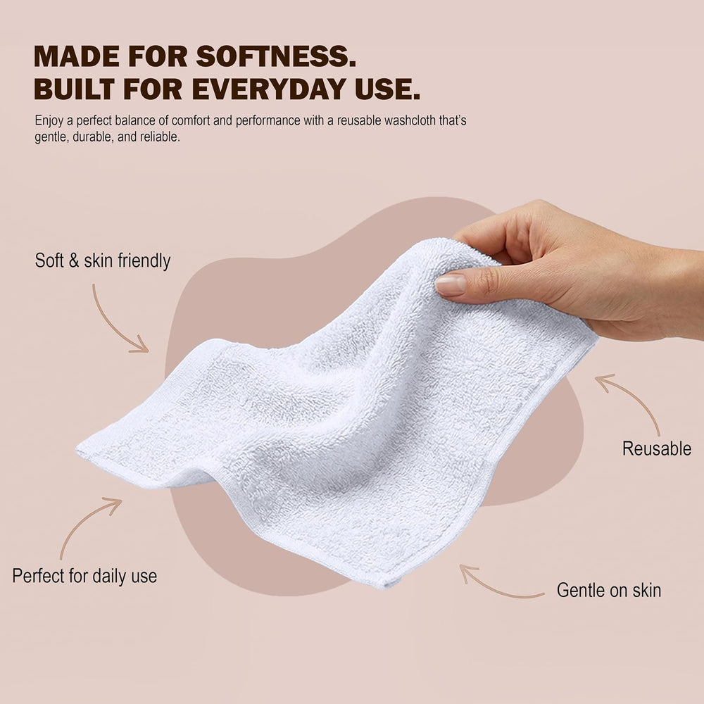Utopia Towels 60 Pack Washcloths, 12x12 In, 100% Cotton, White