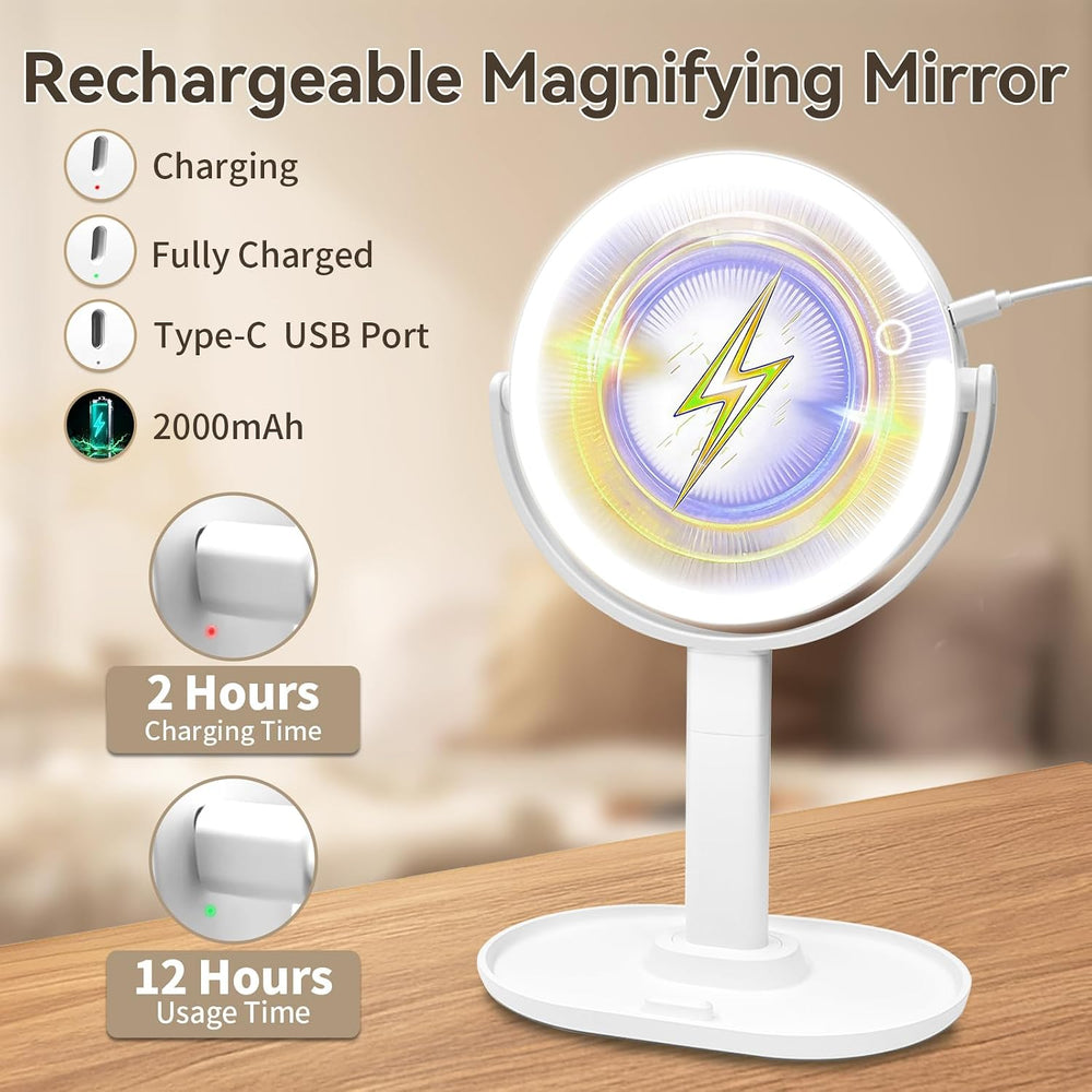 SANYCASA Makeup Mirror with Lighting, 1X/10X Magnifying Mirror