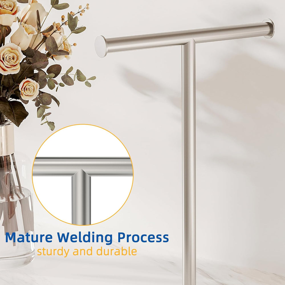 RUACQ T-Shape Hand Towel Holder Stand, 16inch, Brushed Nickel