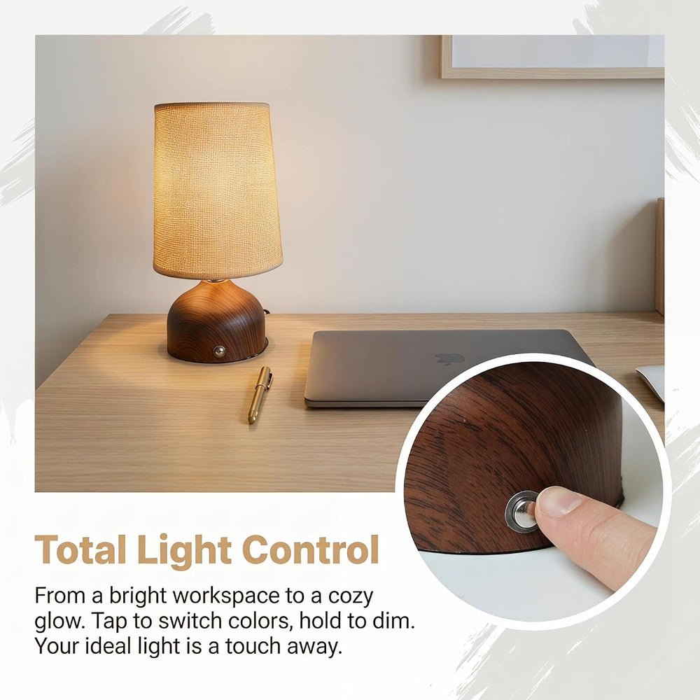 Cordless Table Lamp, USB-C Rechargeable Dimmable Bedside Light