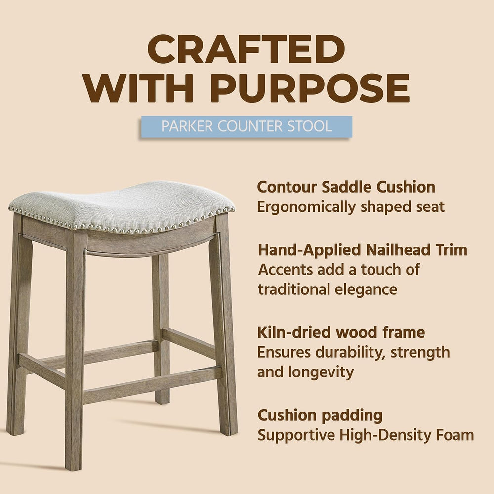 ROME + OAK Parker 26" Backless Saddle Stool, Reclaimed Oak, Set of 2