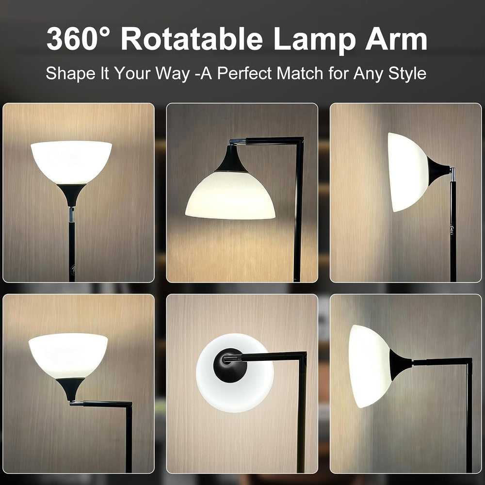 Torchiere Floor Lamp, 76" Tall Light Stand Lamp Dimmable with Remote, Black