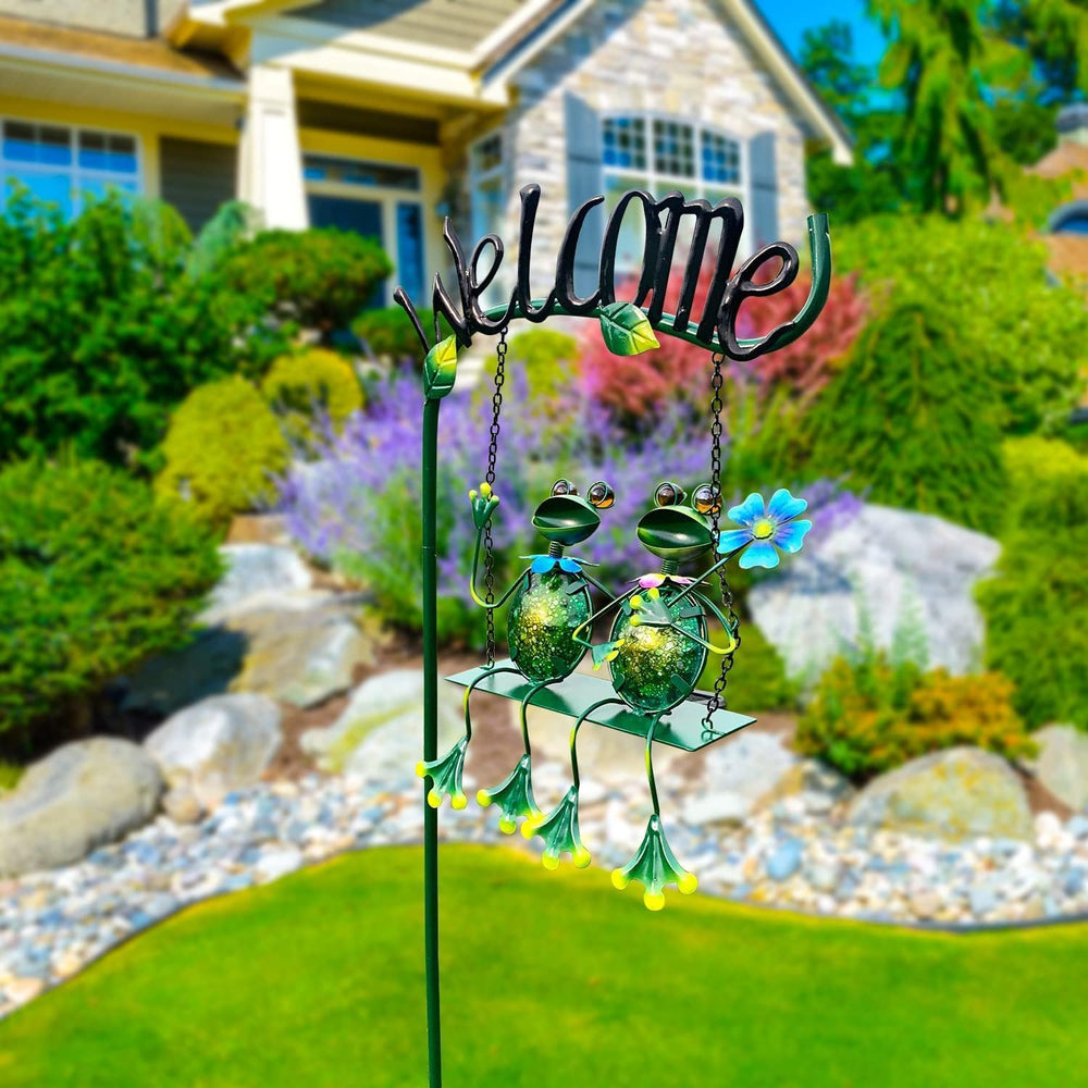 HONGLAND Solar Lights Outdoor Waterproof, Frog Swing Garden Decor, Frog Decor...