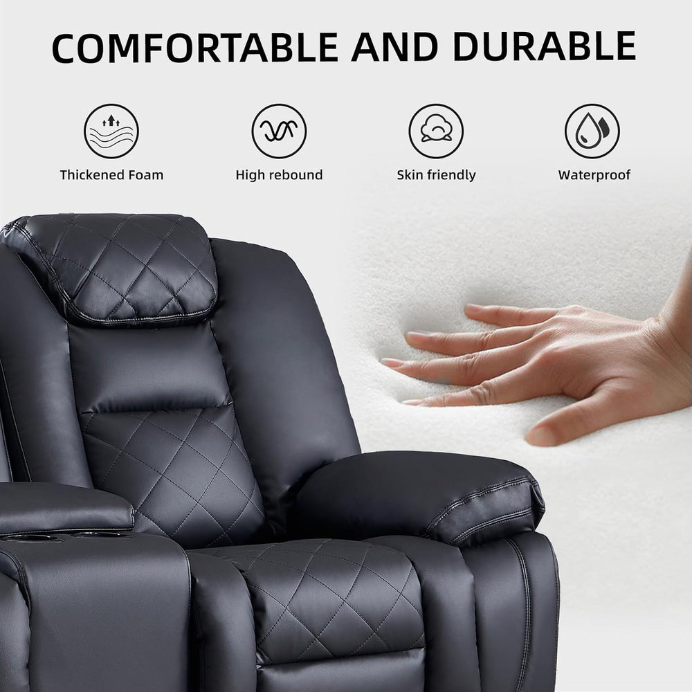 EBELLO Manual Recliner Sofa Set, Faux Leather Reclining Living Room Furniture...