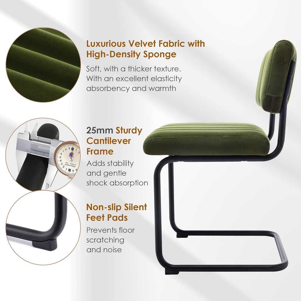 ONEVOG Mid Century Modern Dining Chairs Set of 4, Green Velvet Kitchen Chairs...