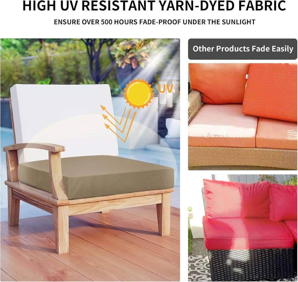 Easy-Going Waterproof Patio Cushion Covers 24x22x4 inch 4 Pack Replacement No...